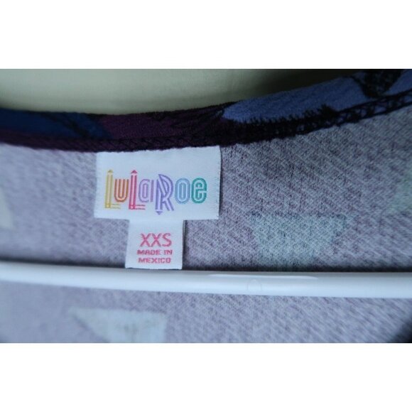 LuLaRoe Nicole Dress Fit Flare Purple Bird Patterned Stretch Scoop Neck Size XXS - Picture 11 of 12